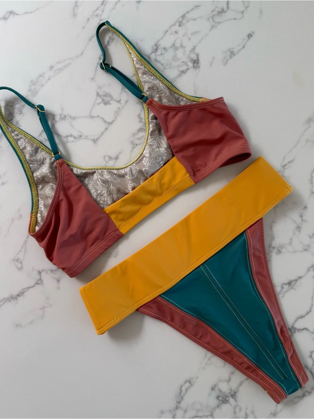 Free People Farrah Top & Dylan Bottom Colorblock Bikini SET - Size Small